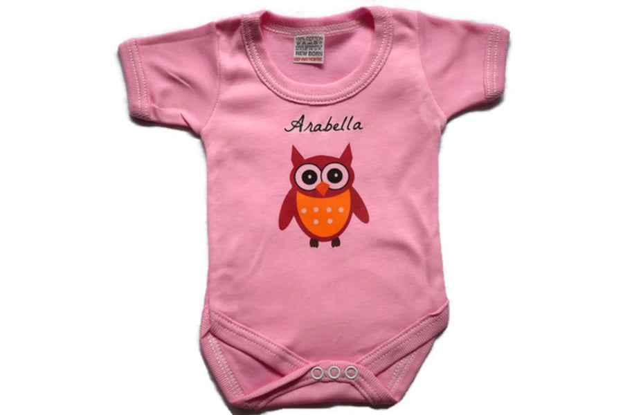 Personalised Baby Grow Babygrow Owl Design