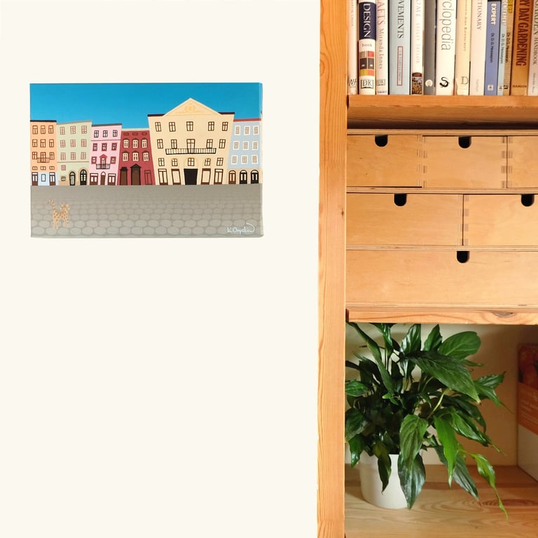 Market Square Street Scene of Lviv - original acrylic canvas painting