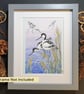Avocet at the Water's Edge, original bird illustration, nature artwork