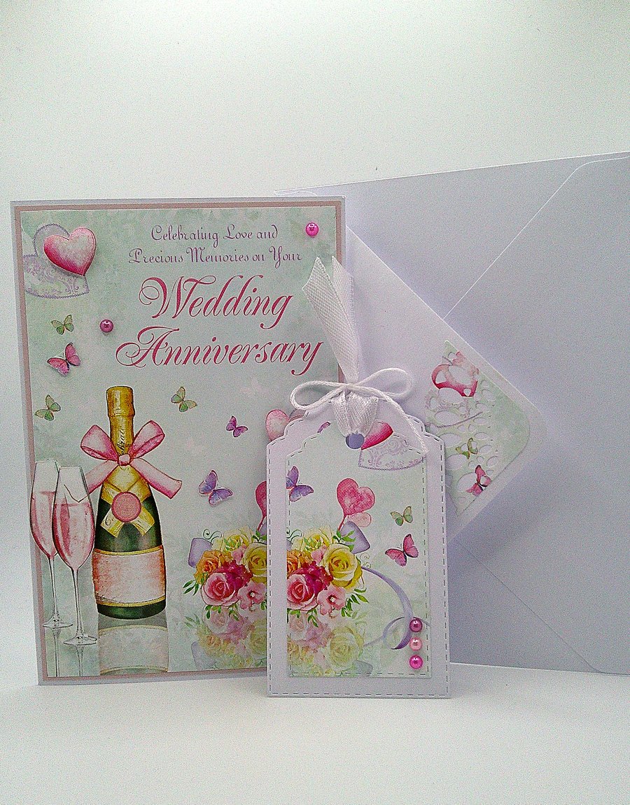 Anniversary Card with matching gift tag and envelope