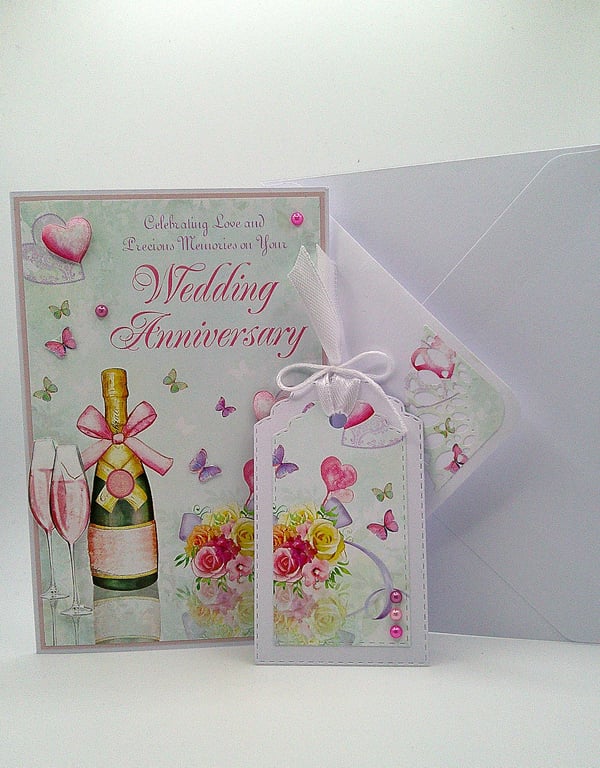 Anniversary Card with matching gift tag and envelope