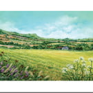 Golden Days on the South Downs in the Sun - Greeting Card