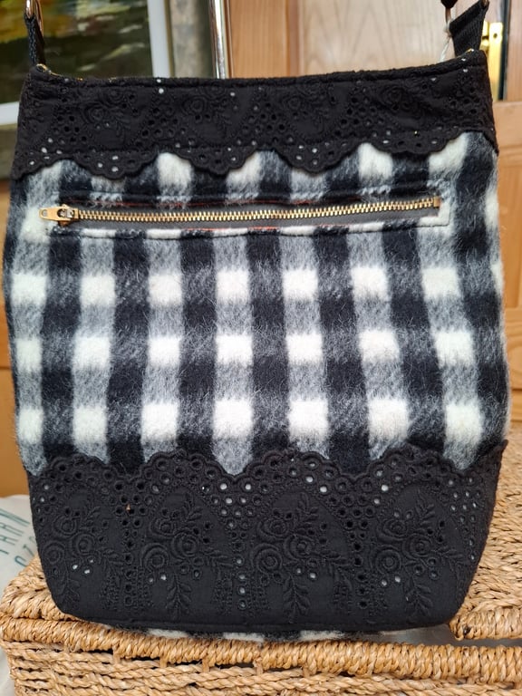 Black and white check bag