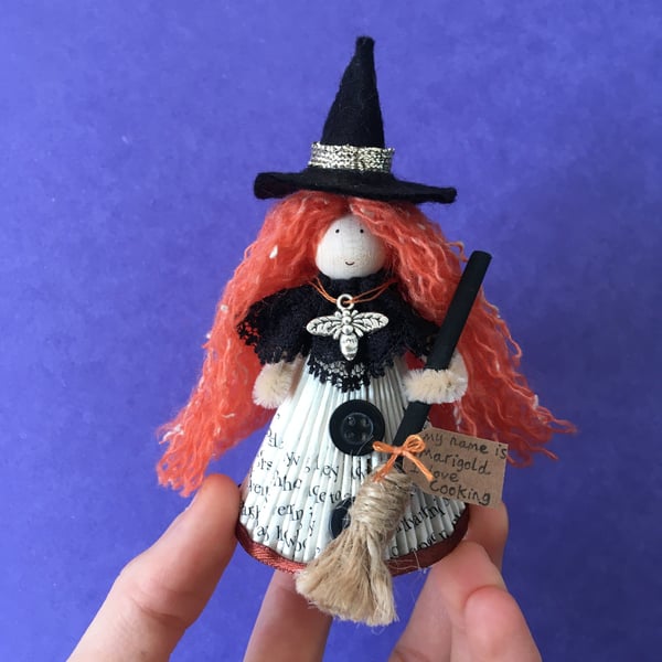 Orange Witch Doll Decoration, Halloween Decoration