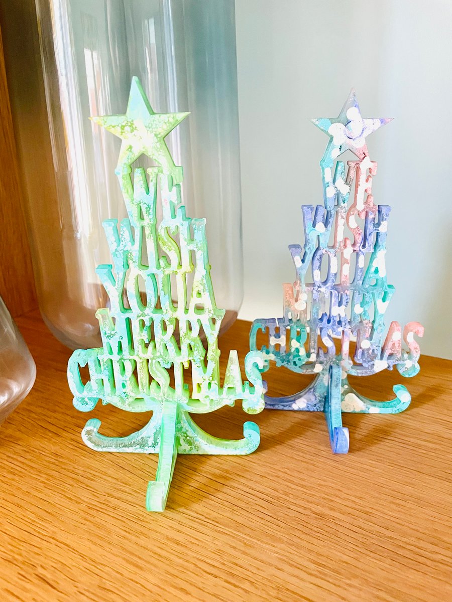 Mini freestanding Christmas tree, pastel coloured Christmas decor