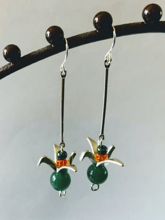   Origami Dangle Crane Bird Earrings