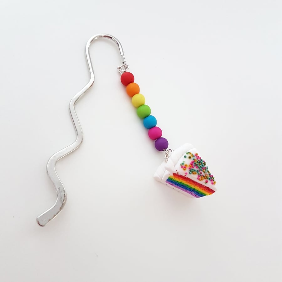 Retro Rainbow cake slice bookmark Quirky, fun, unique, handmade, novel