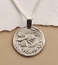 Bee Engraved Sterling Silver Coin Necklace