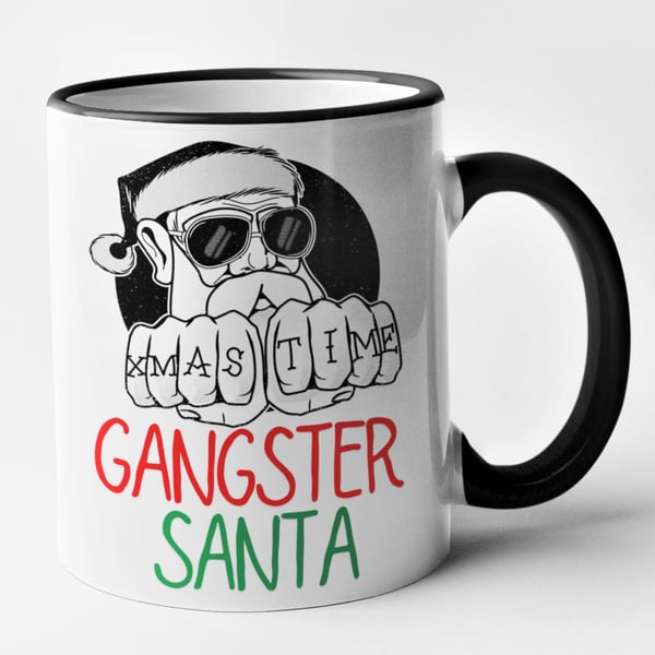 Gangster Santa Christmas Mug - Funny Novelty Christmas Mug Gift