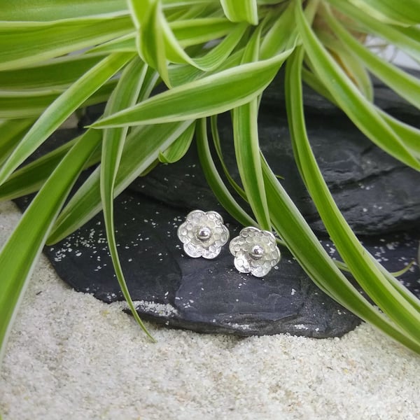 Silver Flower Stud Earrings