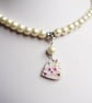 Elegant Cream Glass Pearl and Floral Heart Necklace - Image 5