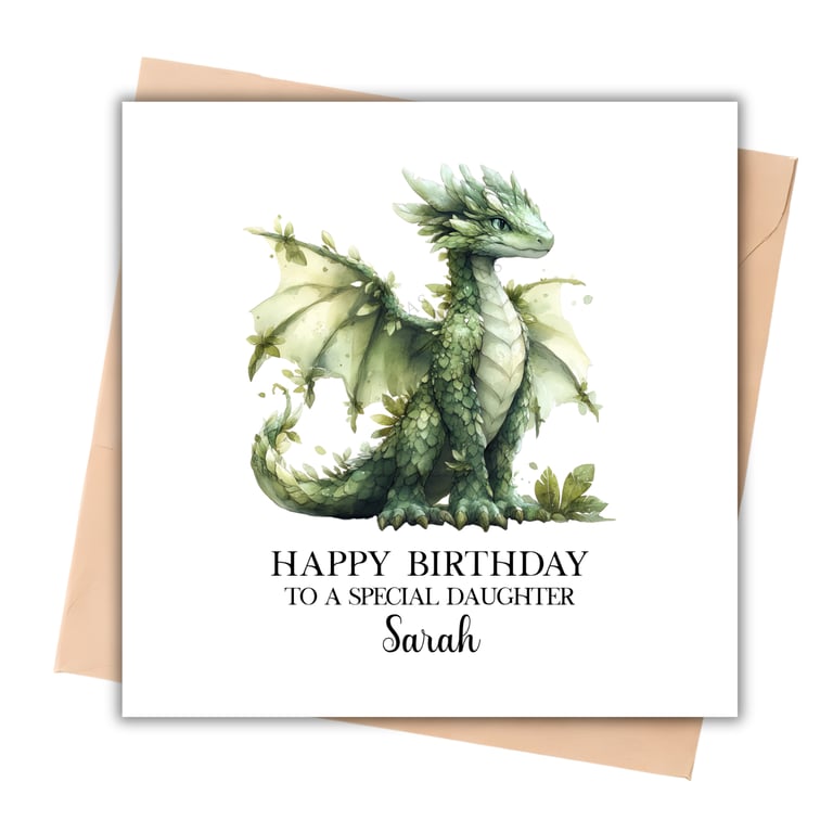 Floral Green Dragon Happy Birthday Card
