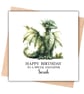 Floral Green Dragon Happy Birthday Card