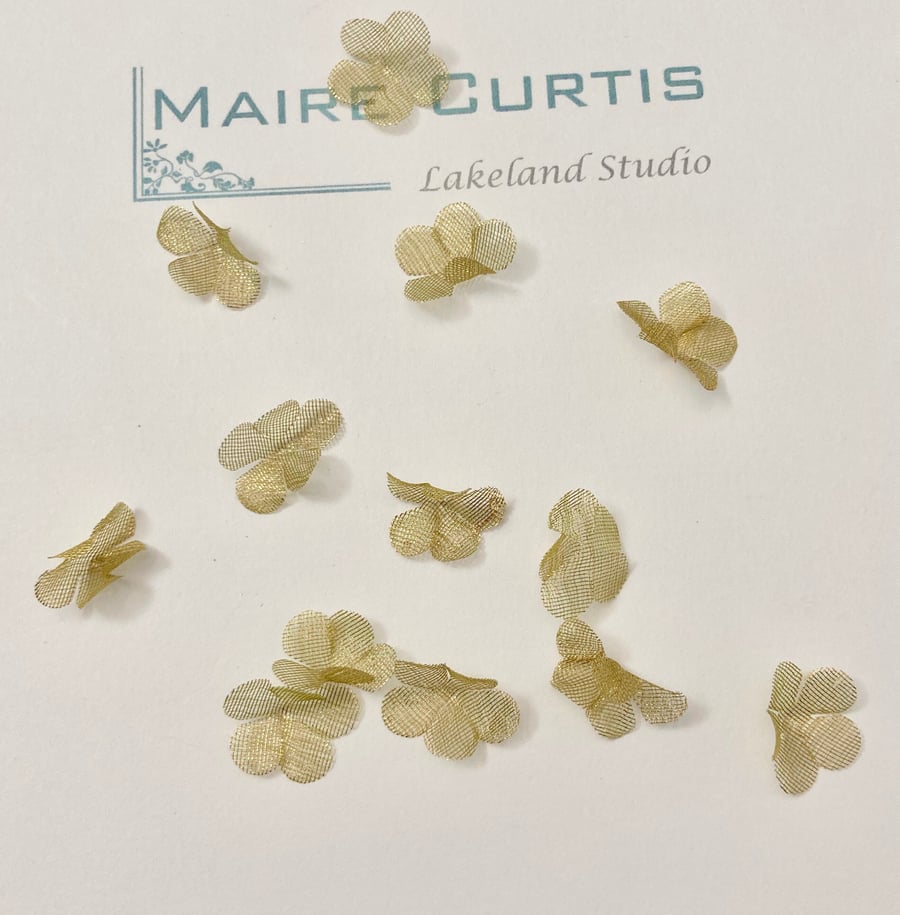 Metallic Silk Gold Organza Mayflowers