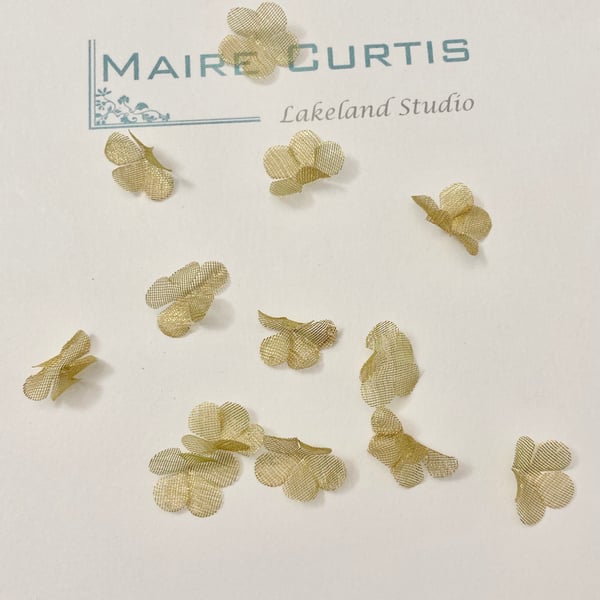 Metallic Silk Gold Organza Mayflowers