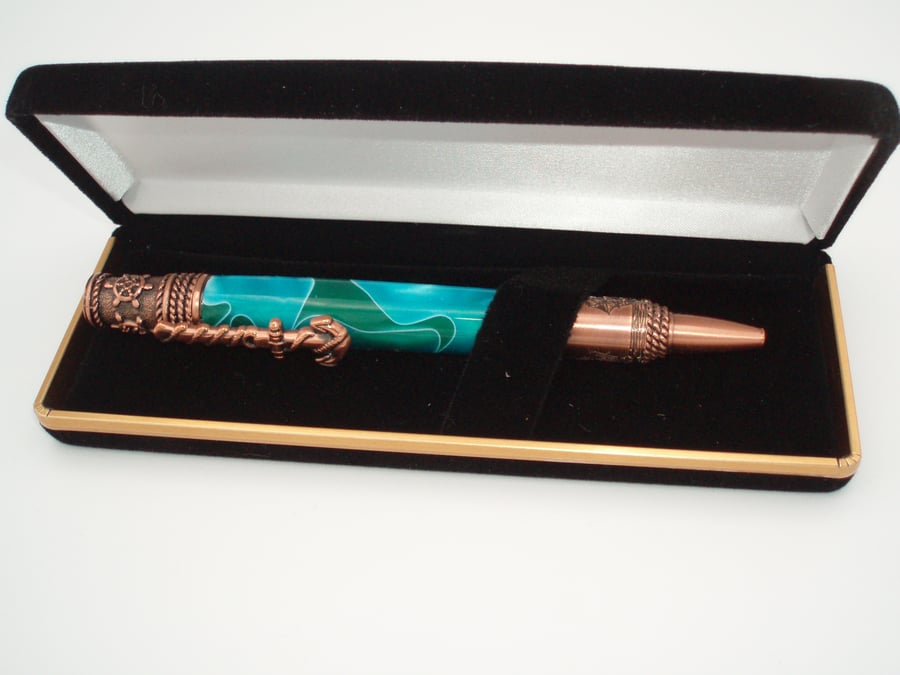 Pen with a Nautical twist featuring a turned acryllic barrel.