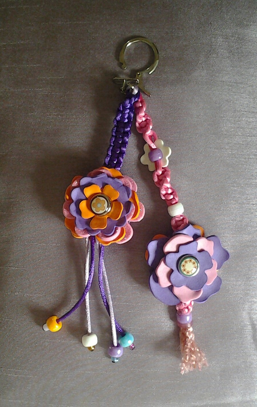 Macrame & Flower Bag Charm