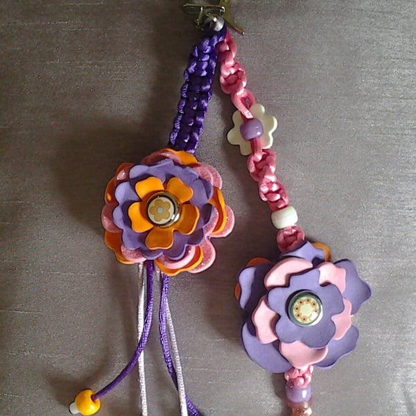 Macrame & Flower Bag Charm