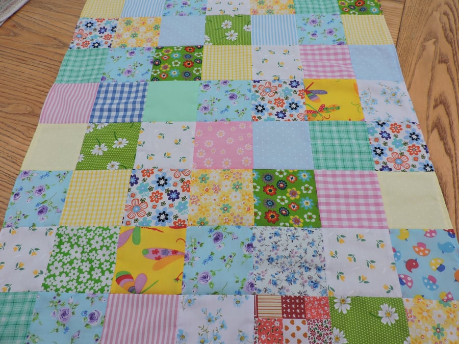Patchwork Baby Throw with Fleece Backing