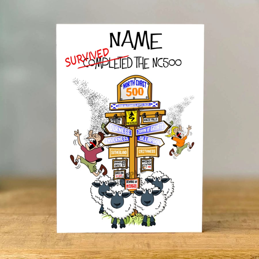 Personalised NC500 Greeting Card, North Coast 500, Handmade
