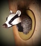 Badger head made from wool  tweed  - Image 2