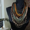 Handmade upcycled Boho loop scarf Forest