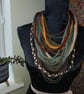 Handmade upcycled Boho loop scarf Forest