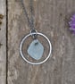 Sea Glass and Recycled Sterling Silver Necklace, White Scottish Sea Glass - Image 2