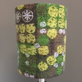 Spring Greens Retro Dots Circles 60s 70s Barkcloth Vintage Fabric Lampshade 