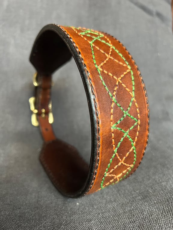 Handstitched Autumnal leather dog collar