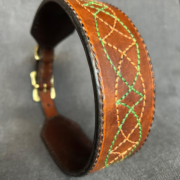 Handstitched Autumnal leather dog collar
