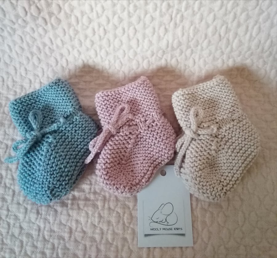 Hand knitted classic baby booties 