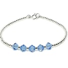 Sparkly Light Blue Sapphire Crystals & Sterling Silver Dainty Beaded Bracelet