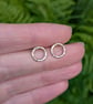 9ct solid gold circle stud earrings, hammered circle earrings, gold earrings - Image 2