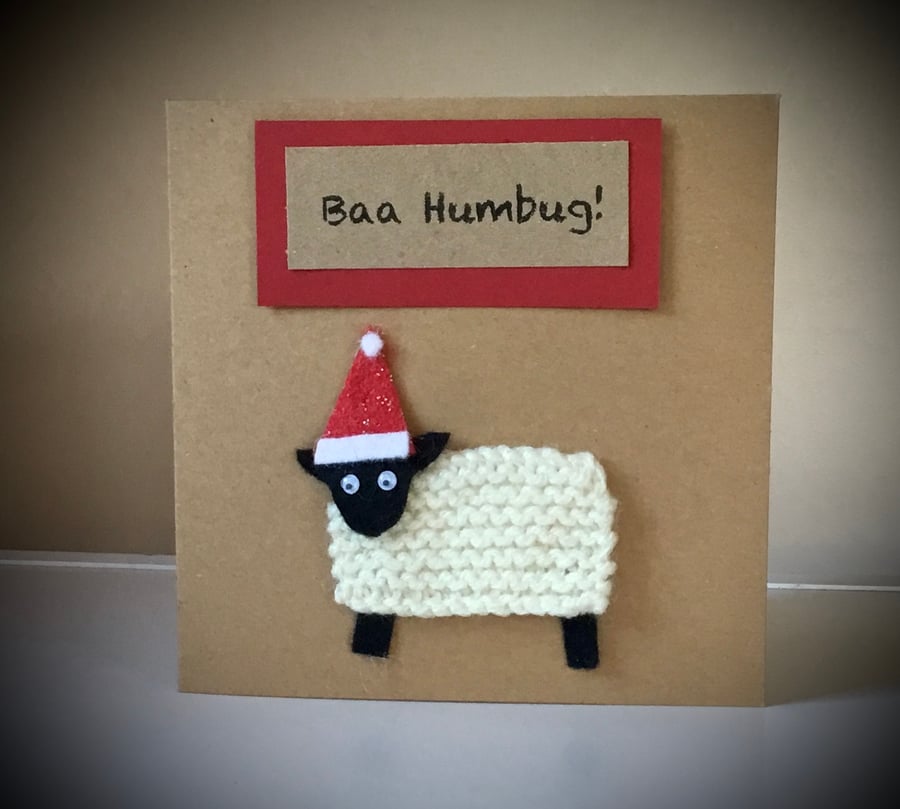  Bespoke Christmas card with knitted sheep 