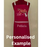 Chef Style Apron In Red Embroidered with 'Happy Christmas' and Baubles - Image 4