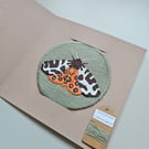 Handmade embroidered patch, sew on patch, embroidered Garden Tiger Moth patch