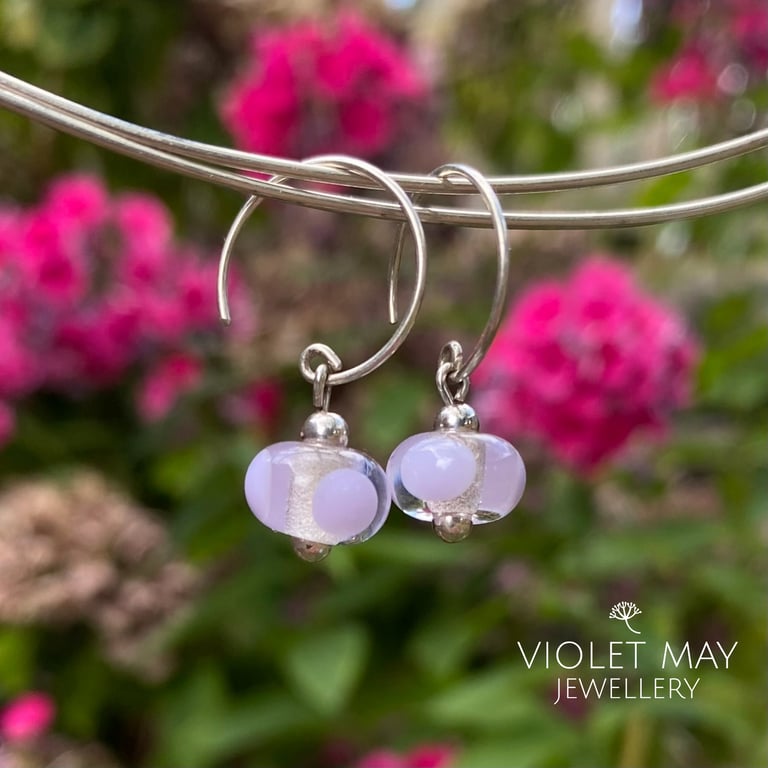 Pink Dot Glass Earrings
