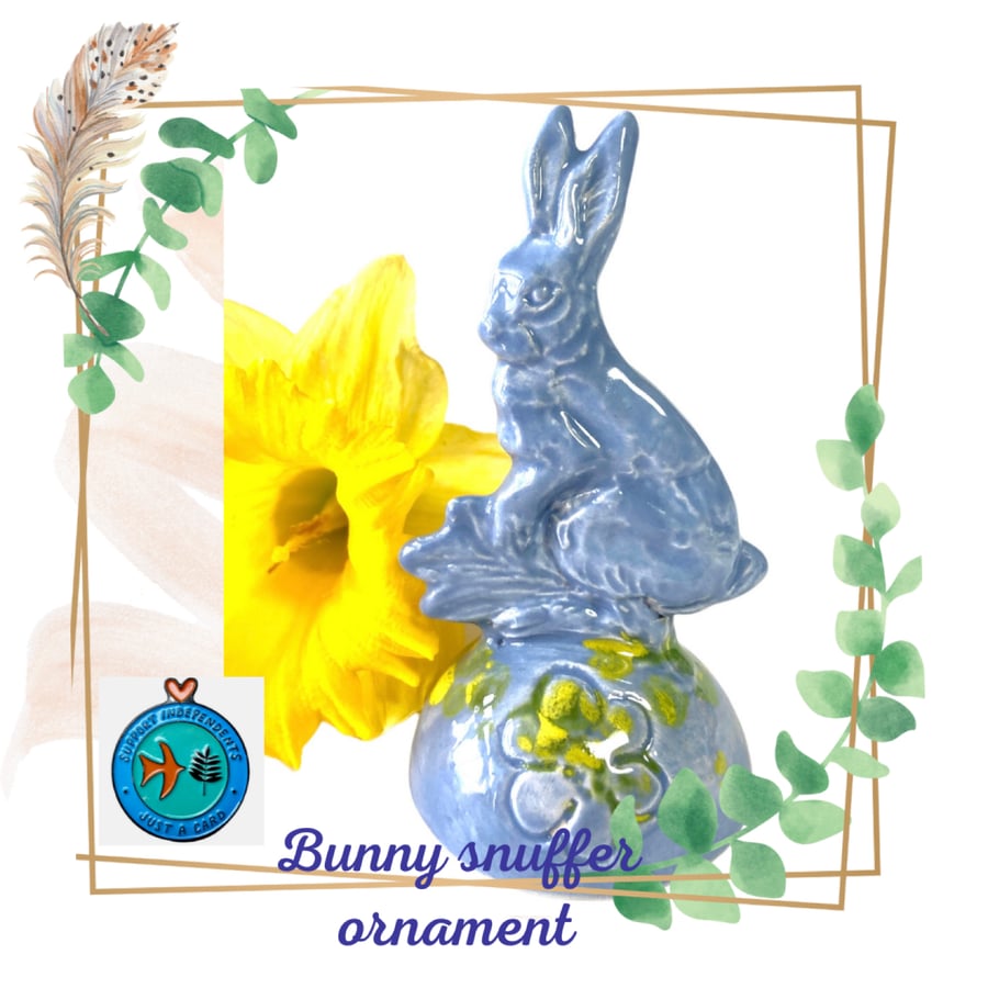 Blue Bunny Candle Snuffer Ornament 