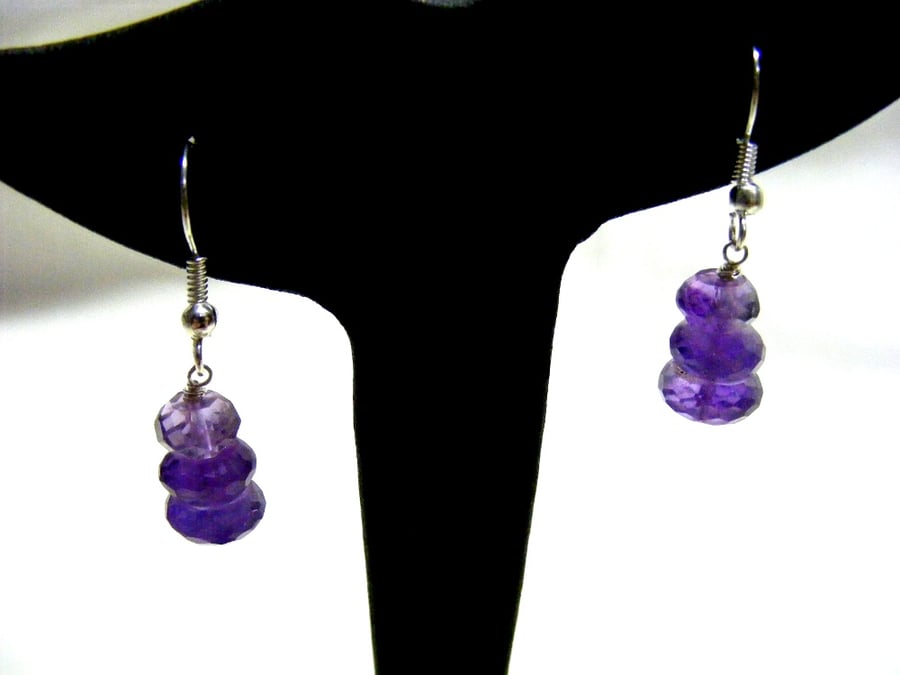 Amethyst and Silver Plated Earrings