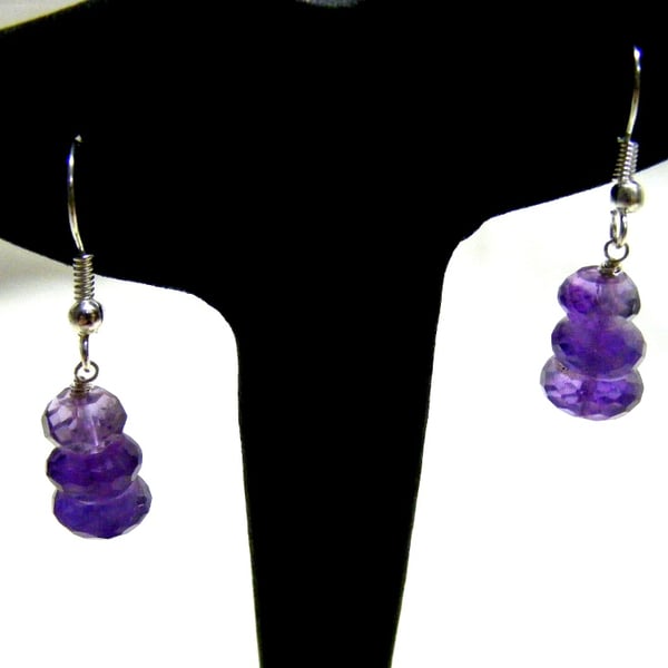 Amethyst and Silver Plated Earrings