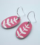Leaf oval earrings in burgundy  - Image 2