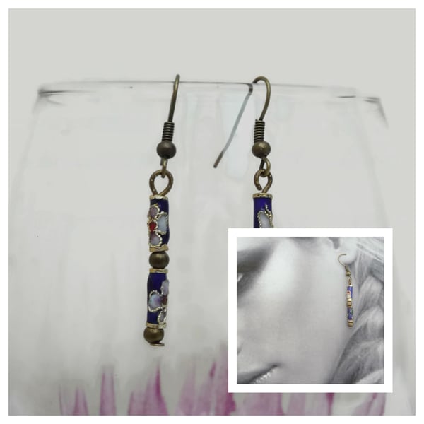 Antique Bronze Glass Bead Earrings  