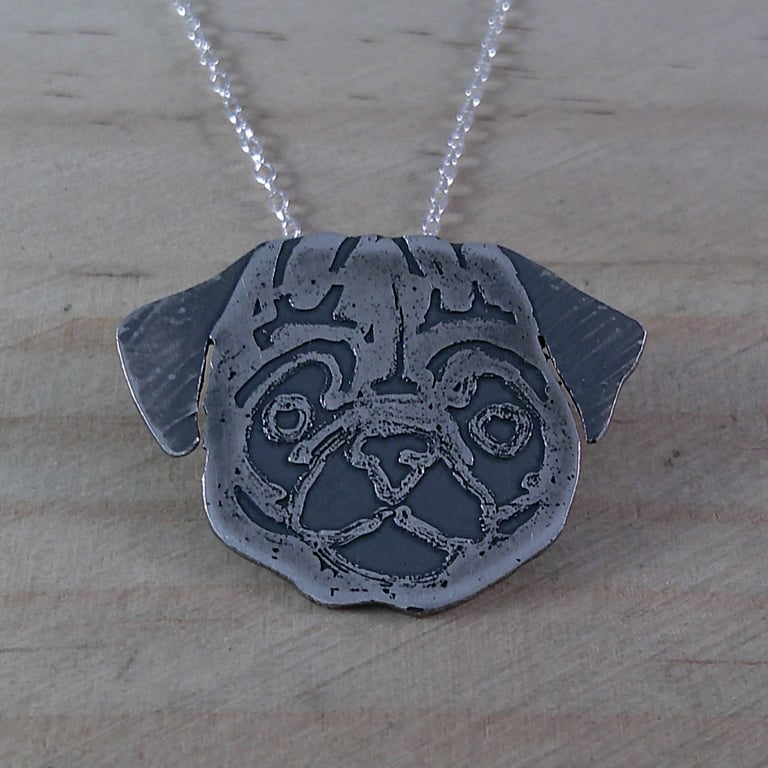 Sterling Silver Pug Necklace (SKU261124)
