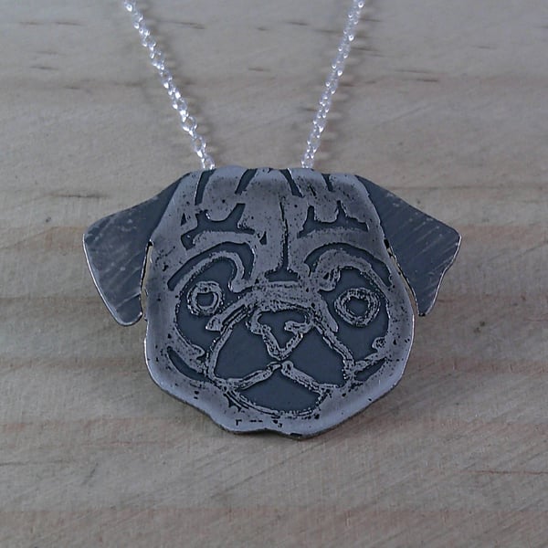 Sterling Silver Pug Necklace (SKU261124)