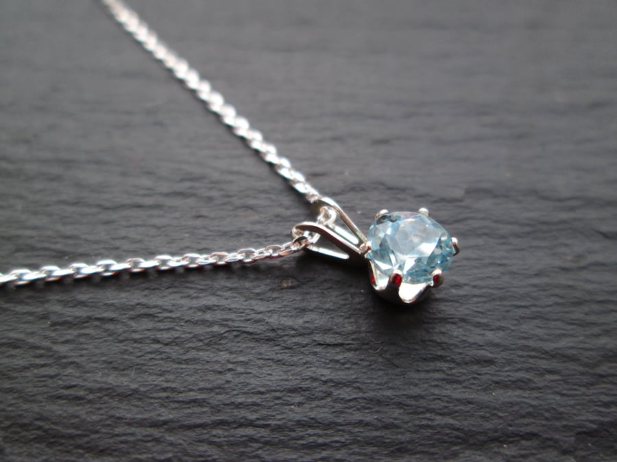 Sky Blue Topaz Gemstone Pendant Necklace