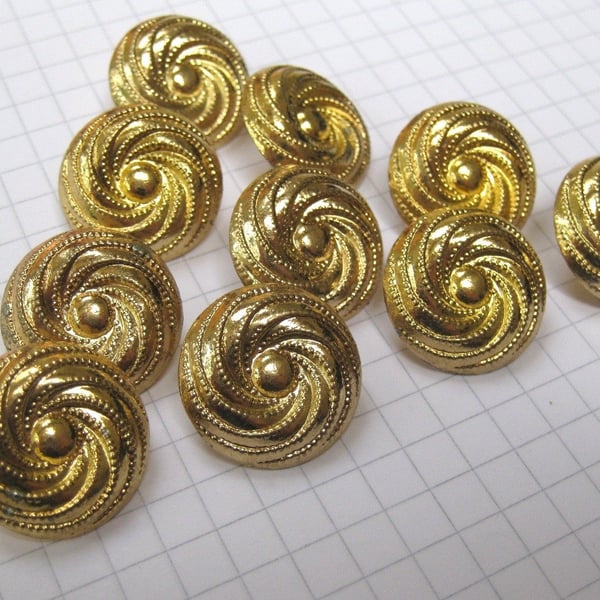 10 Medium Gold Swirl Shank Buttons