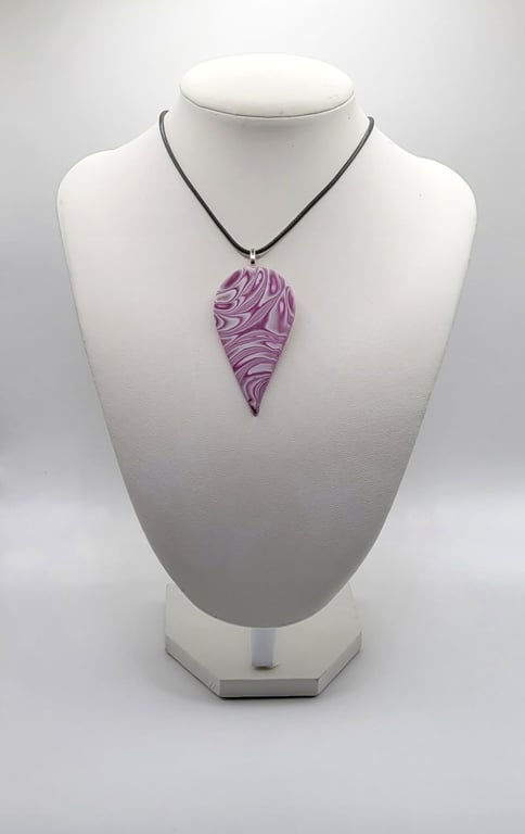 Large Teardrop Pendant Necklace 60x30mm, Handmade Polymer Clay Statement Necklac