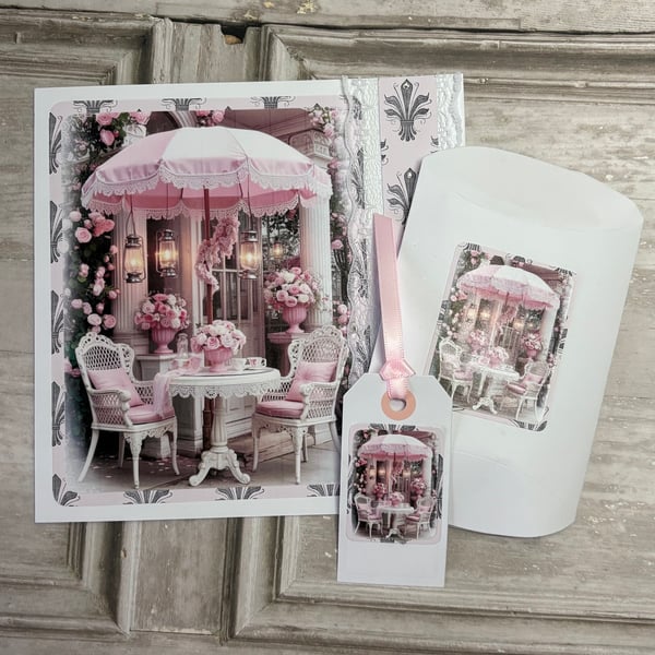 Greeting Card, Envelope Pouch, Tag - Pink Paris Design 1 - C 244