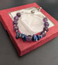September Birthstone Bracelet, Lapis Lazuli and Amethyst Adjustable Slider  - Image 2